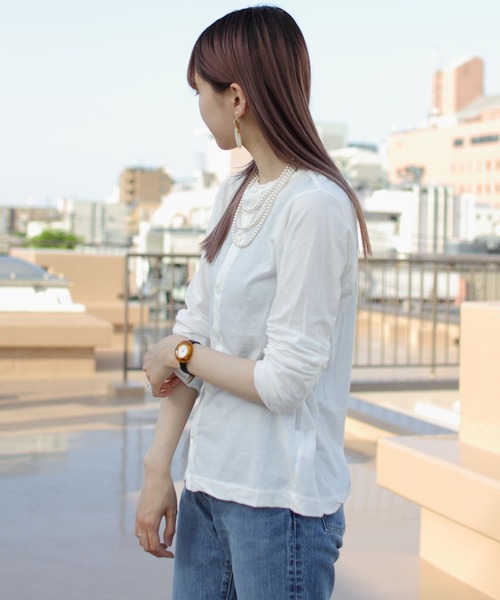 ORCIVAL(オーシバル)の「ORCIVAL/オーシバル ボイルジャージーカーディガンVOILE JIERSEY CARDIGAN OR-C0074VLT(カーディガン/ボレロ・レディース・チャコールグレー/ダークブラウン/オフホワイト・1)」の13枚目の写真