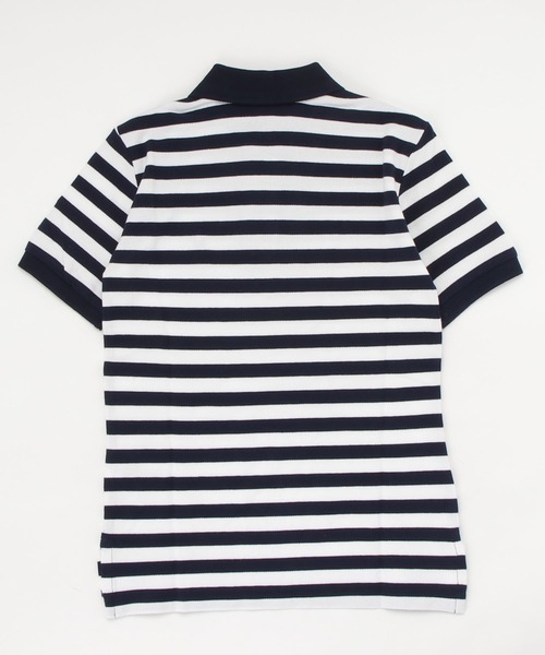 ストライプド コットン メッシュ ポロシャツ