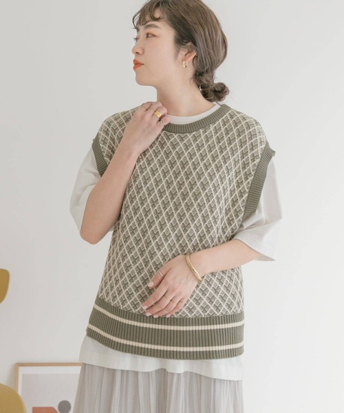 ITEMS URBANRESEARCH(アイテムズ アーバンリサーチ)の「ガラニットベスト(ベスト・レディース・ネイビー/カーキ/ブラウン・FREE)」の2枚目の写真