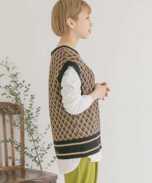 ITEMS URBANRESEARCH(アイテムズ アーバンリサーチ)の「ガラニットベスト(ベスト・レディース・ネイビー/カーキ/ブラウン・FREE)」の21枚目の写真