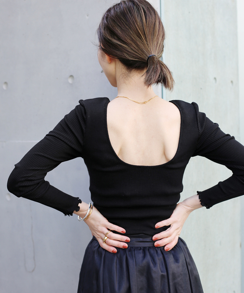 VERMEIL par iena（ヴェルメイユパーイエナ）の「【HAKUJI/ハクジ】Supima Silk mix ロングスリーブプルオーバー◆（Tシャツ/カットソー・レディース・ブラック/パープル・FREE）」の2枚目の写真