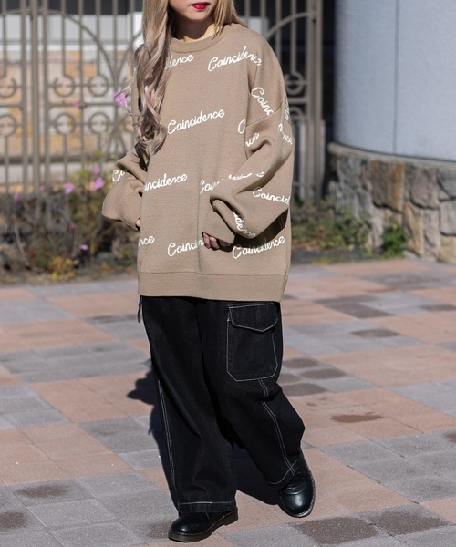 PairPair（ペアペア）の「英字ロゴニット(ユニセックス)（ニット/セーター・レディース・モカ/ブラック・FREE）」の10枚目の写真