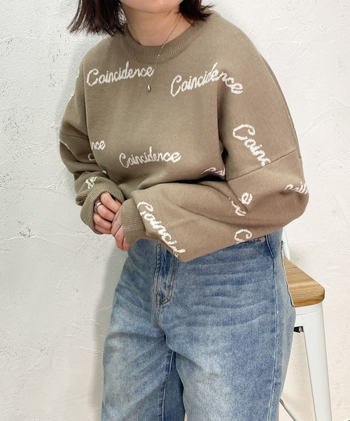 PairPair（ペアペア）の「英字ロゴニット(ユニセックス)（ニット/セーター・レディース・モカ/ブラック・FREE）」の3枚目の写真