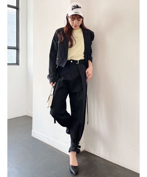 GYDA（ジェイダ）の「【セットアップ着用可】サイドロングベルトデザインパンツ（スラックス・レディース・ブラック/ベージュ・FREE）」の13枚目の写真