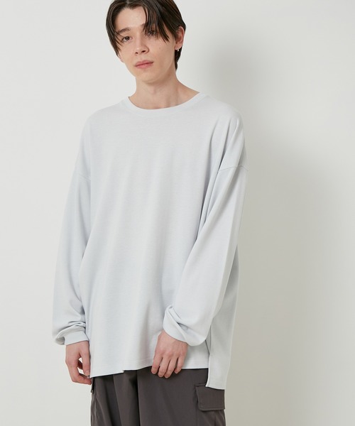 JUNRED（ジュンレッド）の「リサイクルポンチロングTシャツ（Tシャツ/カットソー・メンズ・ホワイト/チャコールグレー/ライトグレー/グリーン・S/M/L）」の4枚目の写真