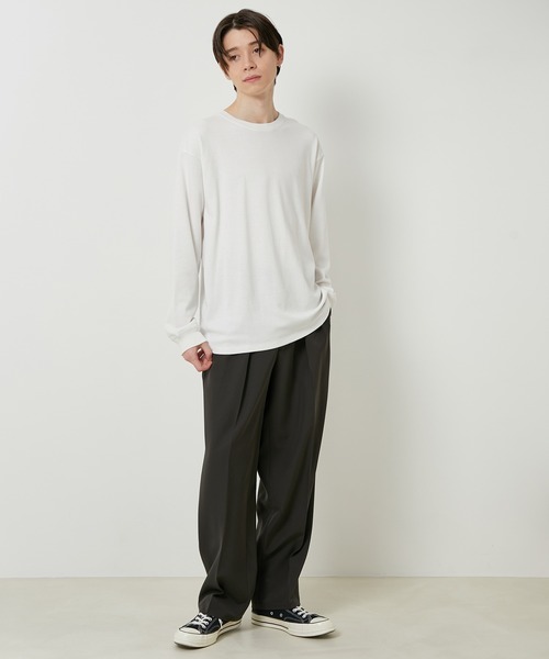 JUNRED（ジュンレッド）の「リサイクルポンチロングTシャツ（Tシャツ/カットソー・メンズ・ホワイト/チャコールグレー/ライトグレー/グリーン・S/M/L）」の17枚目の写真