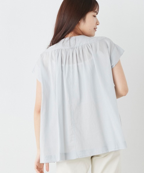 OMNES（オムネス）の「綾織ボイル丸ヨークブラウス（シャツ/ブラウス・レディース・ホワイト/カーキ/ミント/チャコール・FREE）」の15枚目の写真