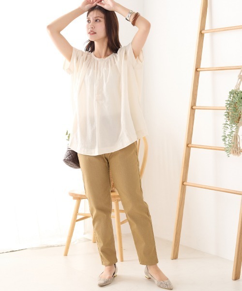 OMNES（オムネス）の「綾織ボイル丸ヨークブラウス（シャツ/ブラウス・レディース・ホワイト/カーキ/ミント/チャコール・FREE）」の22枚目の写真