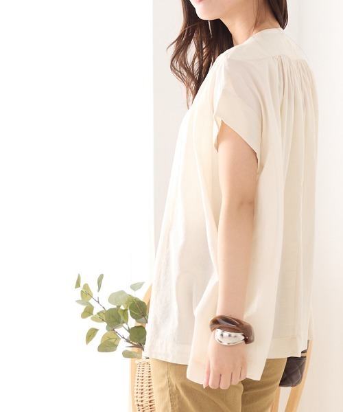 OMNES（オムネス）の「綾織ボイル丸ヨークブラウス（シャツ/ブラウス・レディース・ホワイト/カーキ/ミント/チャコール・FREE）」の20枚目の写真