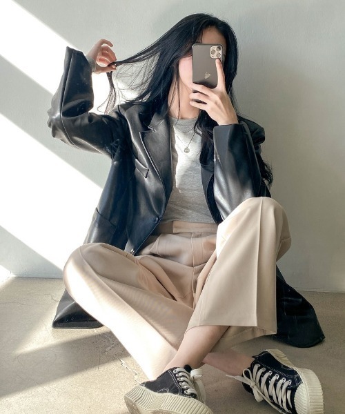 SONA（ソナ）の「SONYUNARA レザーライダージャケット（テーラードジャケット・レディース・ブラック・FREE）」の5枚目の写真
