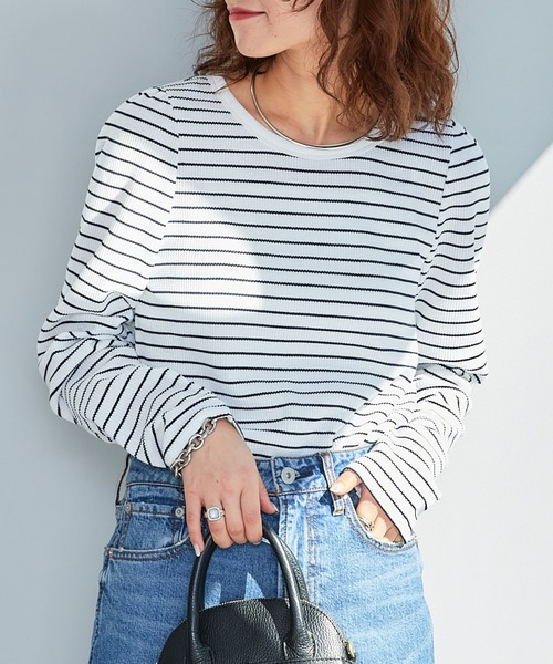 CIAOPANIC TYPY（チャオパニックティピー）の「ワッフルボリュームスリーブTee（Tシャツ/カットソー・レディース・ホワイト/ブラック/ネイビー/グレー/バイオレット・ONE SIZE）」の4枚目の写真