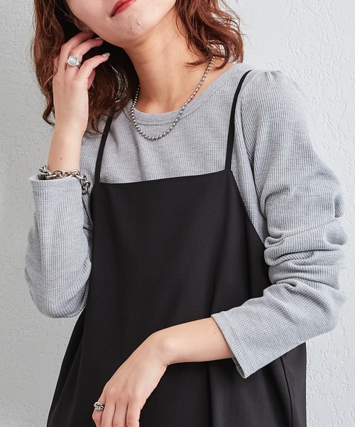 CIAOPANIC TYPY（チャオパニックティピー）の「ワッフルボリュームスリーブTee（Tシャツ/カットソー・レディース・ホワイト/ブラック/ネイビー/グレー/バイオレット・ONE SIZE）」の3枚目の写真