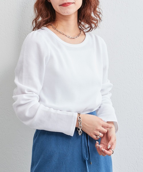 CIAOPANIC TYPY（チャオパニックティピー）の「ワッフルボリュームスリーブTee（Tシャツ/カットソー・レディース・ホワイト/ブラック/ネイビー/グレー/バイオレット・ONE SIZE）」の8枚目の写真