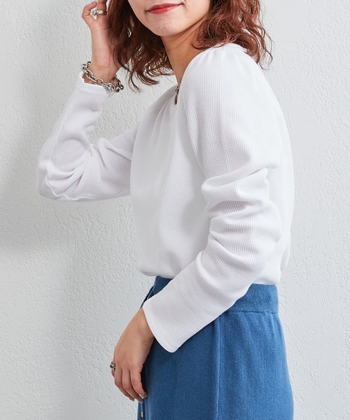 CIAOPANIC TYPY（チャオパニックティピー）の「ワッフルボリュームスリーブTee（Tシャツ/カットソー・レディース・ホワイト/ブラック/ネイビー/グレー/バイオレット・ONE SIZE）」の10枚目の写真