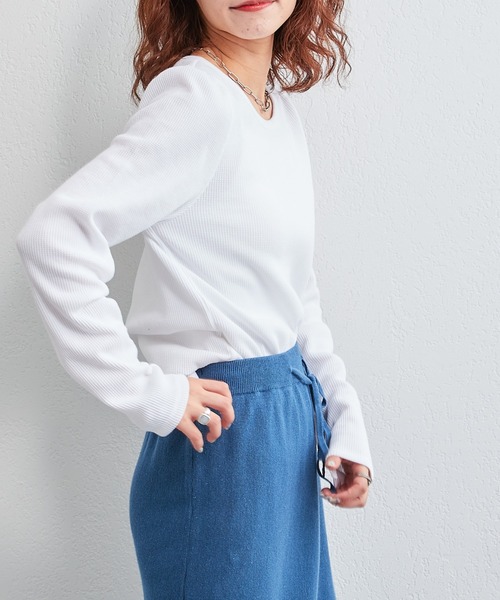 CIAOPANIC TYPY（チャオパニックティピー）の「ワッフルボリュームスリーブTee（Tシャツ/カットソー・レディース・ホワイト/ブラック/ネイビー/グレー/バイオレット・ONE SIZE）」の14枚目の写真