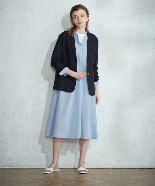 LE SOUK HOLIDAY(ルスークホリデー)の「ストライプシャツワンピース(ワンピース・レディース・ネイビー/ブルー・M/L)」の3枚目の写真