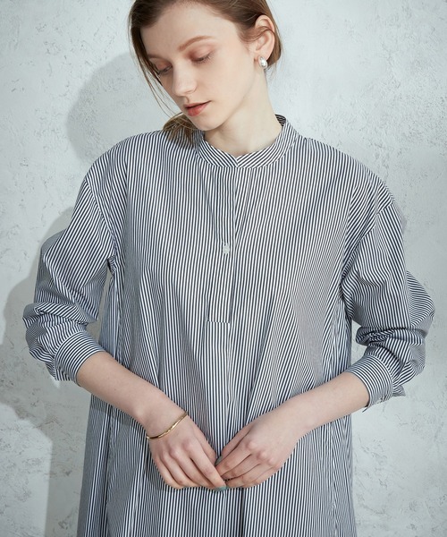 LE SOUK HOLIDAY(ルスークホリデー)の「ストライプシャツワンピース(ワンピース・レディース・ネイビー/ブルー・M/L)」の9枚目の写真