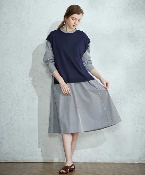 LE SOUK HOLIDAY(ルスークホリデー)の「ストライプシャツワンピース(ワンピース・レディース・ネイビー/ブルー・M/L)」の12枚目の写真