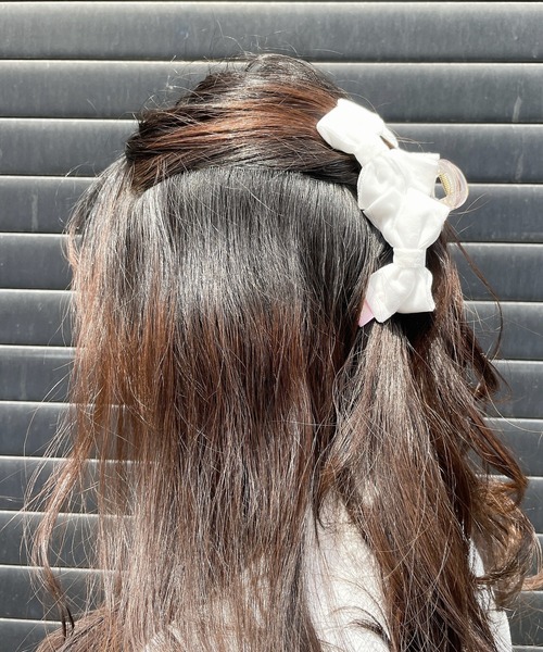 lilLilly（リルリリー）の「ダブルリボンヘアクリップ（バレッタ/ヘアクリップ・レディース・ホワイト/ブラック/ミント/パープル・FREE）」の16枚目の写真