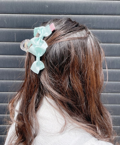 lilLilly（リルリリー）の「ダブルリボンヘアクリップ（バレッタ/ヘアクリップ・レディース・ホワイト/ブラック/ミント/パープル・FREE）」の8枚目の写真