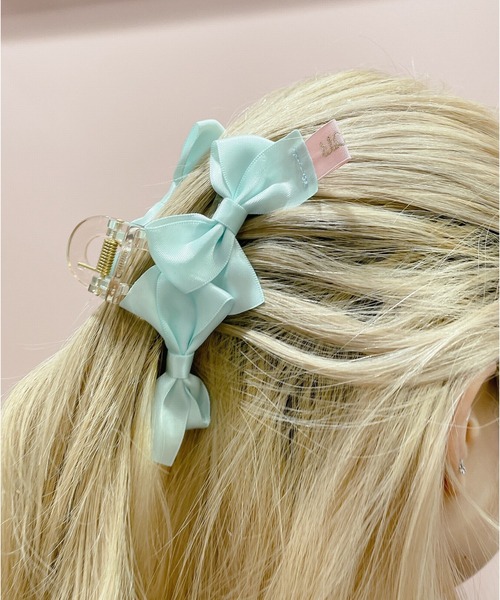 lilLilly（リルリリー）の「ダブルリボンヘアクリップ（バレッタ/ヘアクリップ・レディース・ホワイト/ブラック/ミント/パープル・FREE）」の6枚目の写真