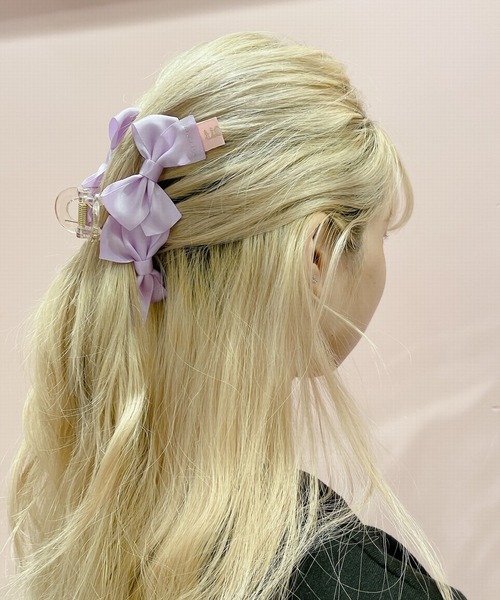 lilLilly（リルリリー）の「ダブルリボンヘアクリップ（バレッタ/ヘアクリップ・レディース・ホワイト/ブラック/ミント/パープル・FREE）」の7枚目の写真