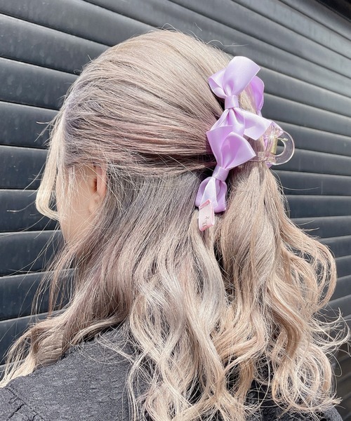 lilLilly（リルリリー）の「ダブルリボンヘアクリップ（バレッタ/ヘアクリップ・レディース・ホワイト/ブラック/ミント/パープル・FREE）」の18枚目の写真