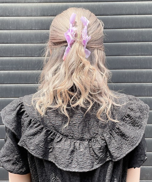 lilLilly（リルリリー）の「ダブルリボンヘアクリップ（バレッタ/ヘアクリップ・レディース・ホワイト/ブラック/ミント/パープル・FREE）」の17枚目の写真