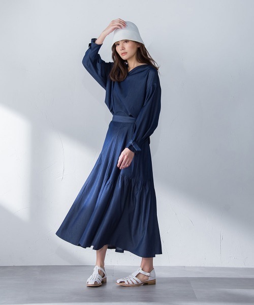 【socolla】変型Vネックドルマンブラウス≪洗濯機で洗える≫
