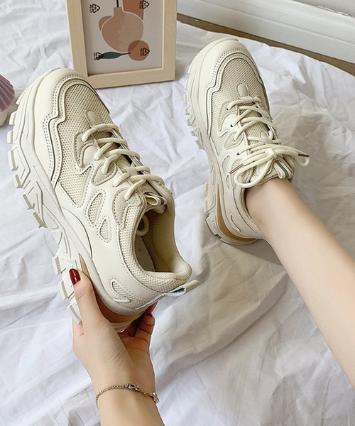 Lace Ladies（レースレディース）の「厚底 ダッドスニーカー（スニーカー・レディース・グリーン/アイボリー・22.5/23.5/23/25/24/24.5）」の14枚目の写真