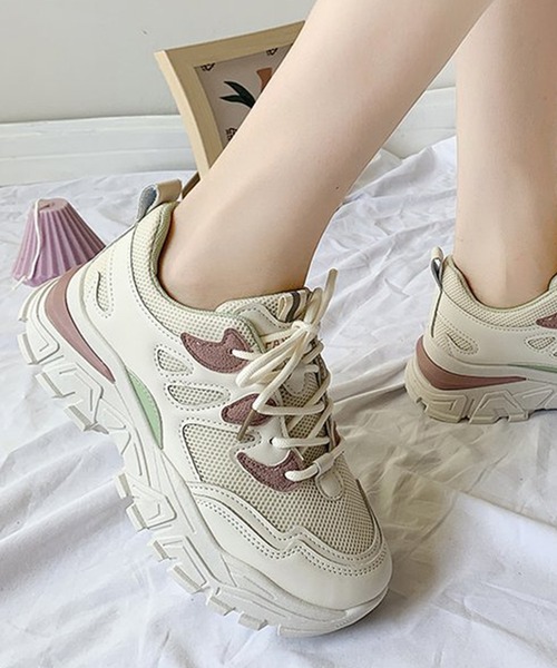 Lace Ladies（レースレディース）の「厚底 ダッドスニーカー（スニーカー・レディース・グリーン/アイボリー・22.5/23.5/23/25/24/24.5）」の7枚目の写真