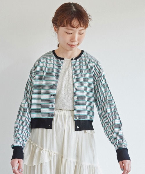 aimer le mieux（エメルミュー）の「●aimer レーヨン/ナイロン ショート丈カーディガン（カーディガン/ボレロ・レディース・オレンジ/グリーン/グリーン系その他/マルチ/ブラック・FREE）」の21枚目の写真