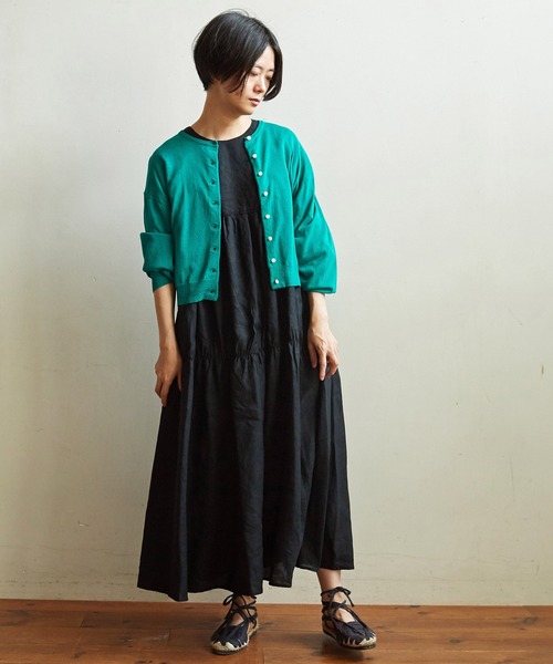 aimer le mieux（エメルミュー）の「●aimer レーヨン/ナイロン ショート丈カーディガン（カーディガン/ボレロ・レディース・オレンジ/グリーン/グリーン系その他/マルチ/ブラック・FREE）」の20枚目の写真