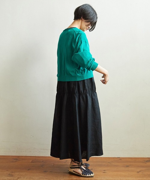 aimer le mieux（エメルミュー）の「●aimer レーヨン/ナイロン ショート丈カーディガン（カーディガン/ボレロ・レディース・オレンジ/グリーン/グリーン系その他/マルチ/ブラック・FREE）」の15枚目の写真