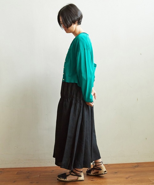 aimer le mieux（エメルミュー）の「●aimer レーヨン/ナイロン ショート丈カーディガン（カーディガン/ボレロ・レディース・オレンジ/グリーン/グリーン系その他/マルチ/ブラック・FREE）」の18枚目の写真