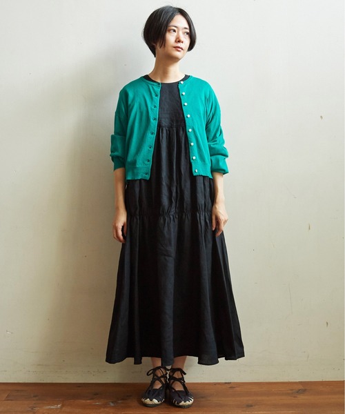 aimer le mieux（エメルミュー）の「●aimer レーヨン/ナイロン ショート丈カーディガン（カーディガン/ボレロ・レディース・オレンジ/グリーン/グリーン系その他/マルチ/ブラック・FREE）」の13枚目の写真