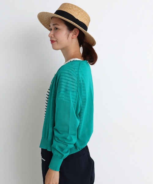 aimer le mieux（エメルミュー）の「●aimer レーヨン/ナイロン ショート丈カーディガン（カーディガン/ボレロ・レディース・オレンジ/グリーン/グリーン系その他/マルチ/ブラック・FREE）」の8枚目の写真