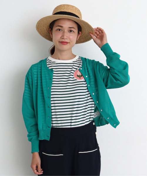 aimer le mieux（エメルミュー）の「●aimer レーヨン/ナイロン ショート丈カーディガン（カーディガン/ボレロ・レディース・オレンジ/グリーン/グリーン系その他/マルチ/ブラック・FREE）」の6枚目の写真