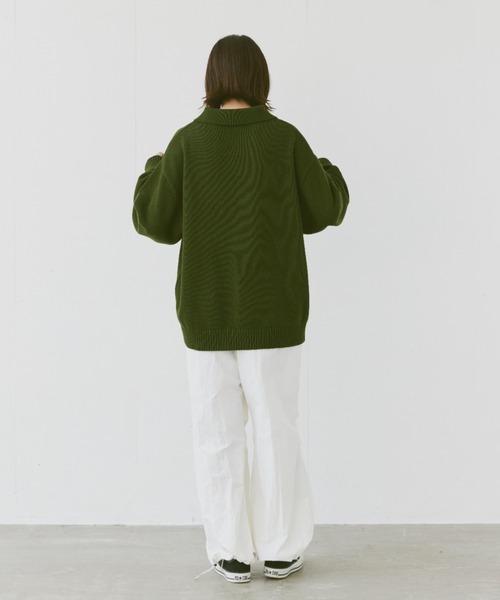 flaner（フラネ）の「Loose knit polo / ルーズニットポロ（ポロシャツ・レディース・マスタード/ネイビー/グリーン/チャコールグレー/カーキ・MEDIUM/LARGE）」の17枚目の写真