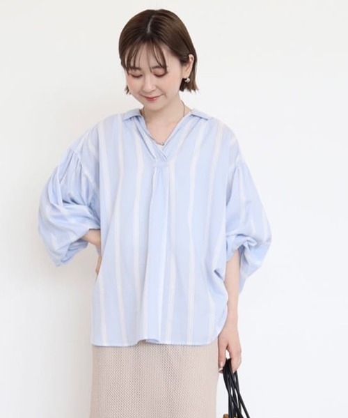 バックギャザーシャツ AMERICAN HOLIC シャツ ブラウス 接触冷感バックギャザーシャツ