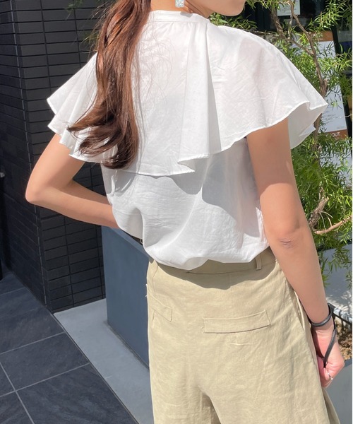 StyleSea(スタイルシー)の「フリルカラーノースリーブブラウス(シャツ/ブラウス・レディース・ブラック/オレンジ/グリーン/アイボリー・FREE)」の17枚目の写真