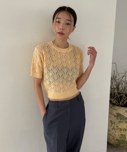 Didot.showroom(ディドット ショールーム)の「ヘキサゴンシアーニット(ニット/セーター・レディース・ブラック/パープル/イエロー/アイボリー・FREE)」の4枚目の写真