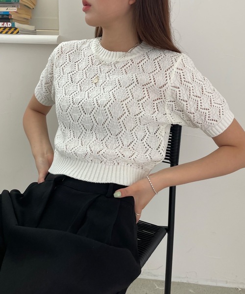 Didot.showroom(ディドット ショールーム)の「ヘキサゴンシアーニット(ニット/セーター・レディース・ブラック/パープル/イエロー/アイボリー・FREE)」の2枚目の写真