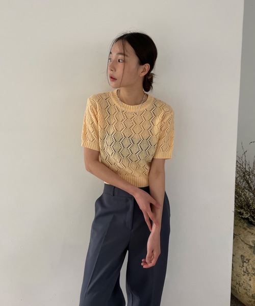 Didot.showroom(ディドット ショールーム)の「ヘキサゴンシアーニット(ニット/セーター・レディース・ブラック/パープル/イエロー/アイボリー・FREE)」の12枚目の写真