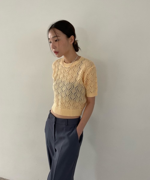 Didot.showroom(ディドット ショールーム)の「ヘキサゴンシアーニット(ニット/セーター・レディース・ブラック/パープル/イエロー/アイボリー・FREE)」の9枚目の写真