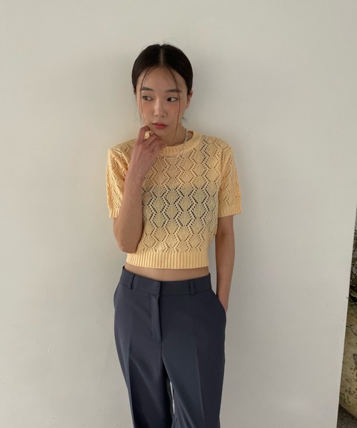 Didot.showroom(ディドット ショールーム)の「ヘキサゴンシアーニット(ニット/セーター・レディース・ブラック/パープル/イエロー/アイボリー・FREE)」の6枚目の写真