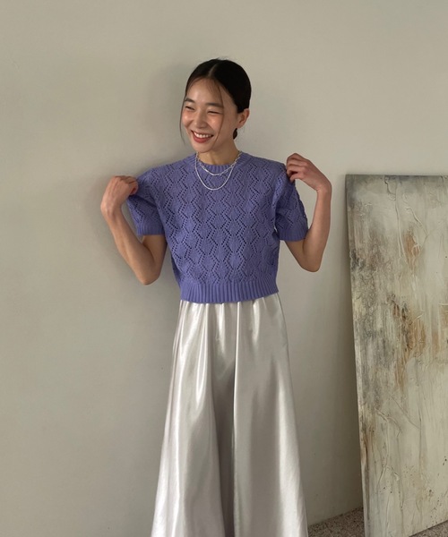 Didot.showroom(ディドット ショールーム)の「ヘキサゴンシアーニット(ニット/セーター・レディース・ブラック/パープル/イエロー/アイボリー・FREE)」の8枚目の写真