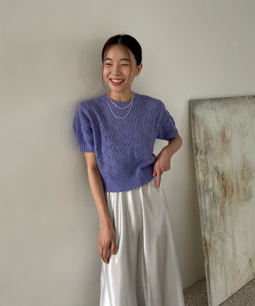 Didot.showroom(ディドット ショールーム)の「ヘキサゴンシアーニット(ニット/セーター・レディース・ブラック/パープル/イエロー/アイボリー・FREE)」の5枚目の写真