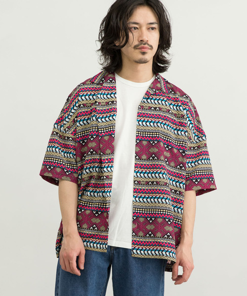 URBAN RESEARCH（アーバンリサーチ）の「URBAN RESEARCH iD　レトロプリントオープンカラーシャツ（シャツ/ブラウス・メンズ・ピンク系その他/ブルー系その他・MEDIUM/LARGE）」の4枚目の写真