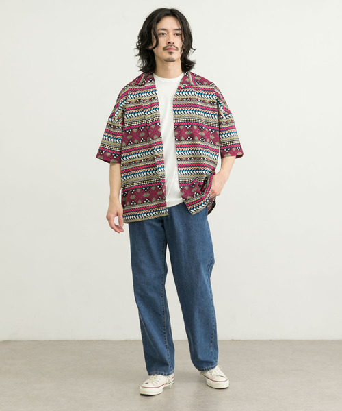 URBAN RESEARCH（アーバンリサーチ）の「URBAN RESEARCH iD　レトロプリントオープンカラーシャツ（シャツ/ブラウス・メンズ・ピンク系その他/ブルー系その他・MEDIUM/LARGE）」の5枚目の写真